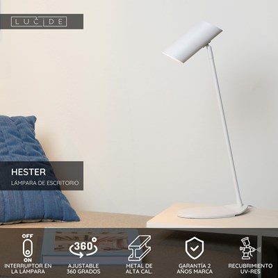 Lucide HESTER - Lámpara de escritorio - 1xGU10 - Blanco